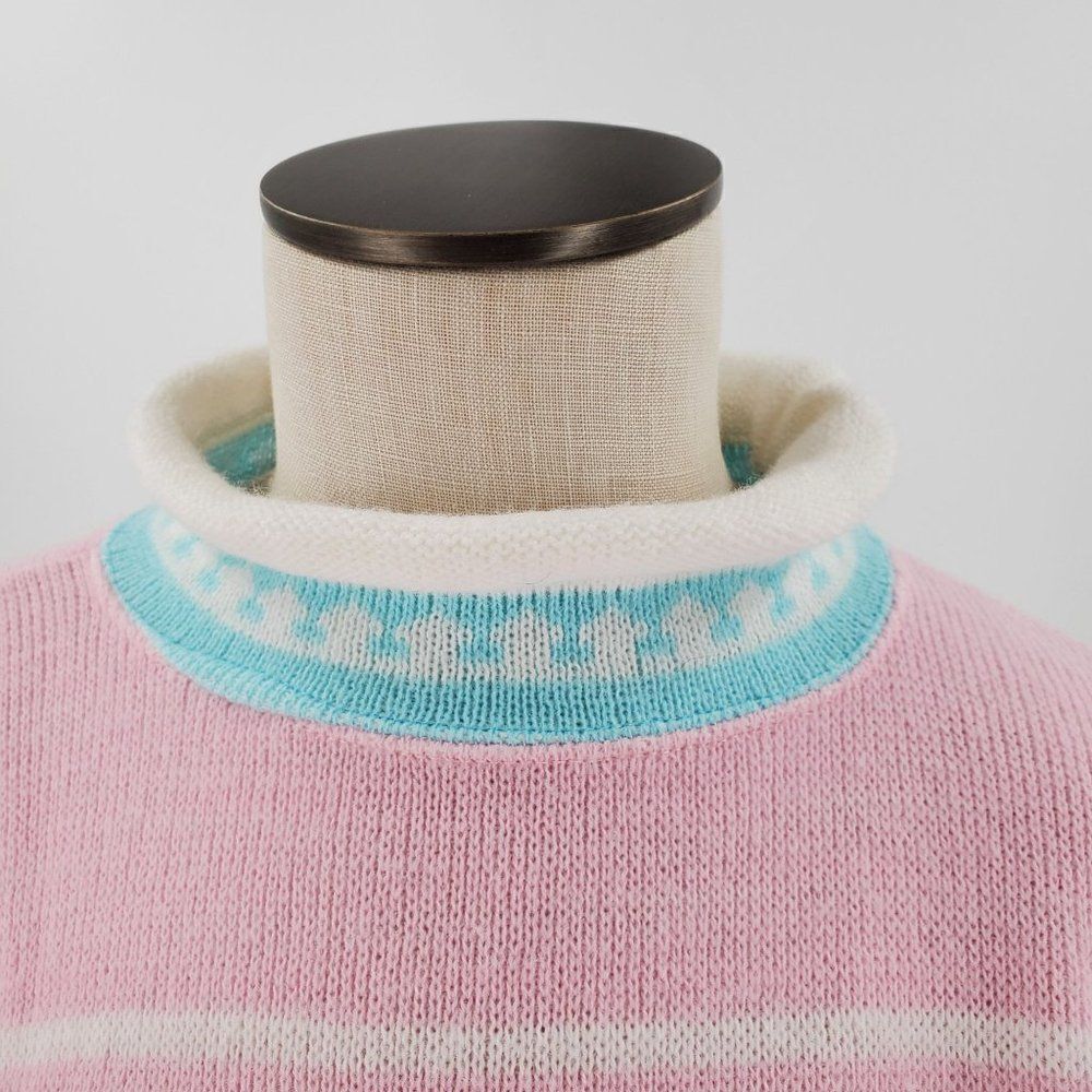 Vintage Justin Charles Sweater Pastel Colors Reindeer XOXO No Size Tag Large - Picture 2 of 8